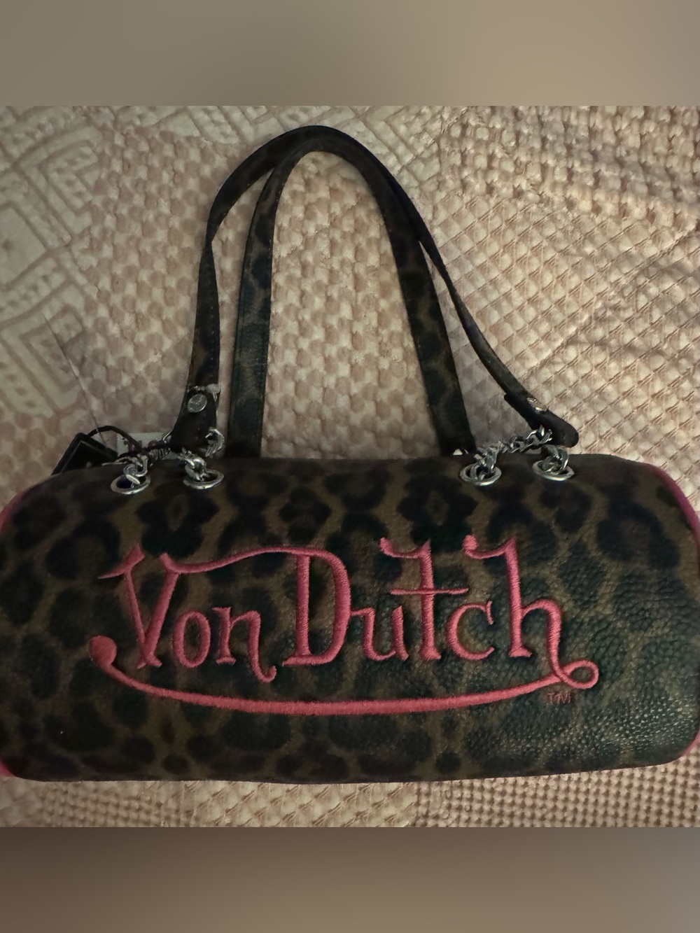 Von Dutch BARREL BAG - PINK CHEETAH NWT Quick Shipping Limited Edition